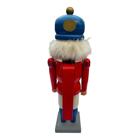 Vtg German Democratic Repubblic Nutcracker Wooden Soldier Red Blue Handmade 11" - Picture 11 of 11